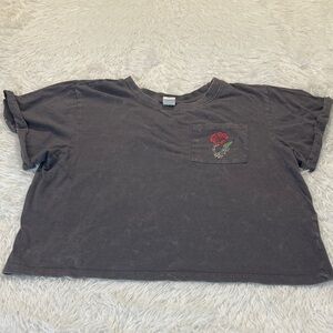 ELECTRIC PINK  Gray CROPPED T-Shirt WOMENS SIZE L